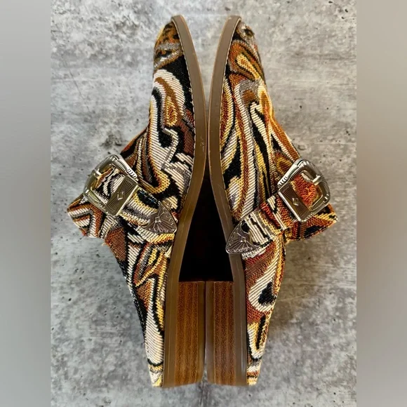 Band Of Gypsies Greta Mules Tapestry Slip-On Buckle brown Size 7 - Picture 8 of 10